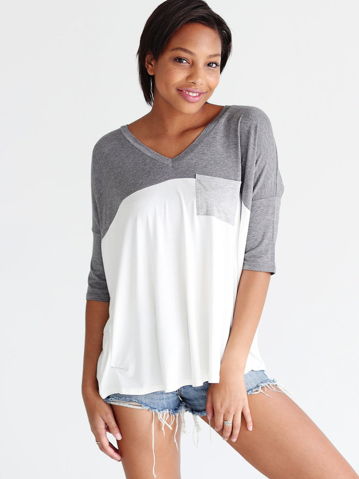 White V-Neck Short Sleeve Tunic