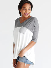 White V-Neck Short Sleeve Tunic